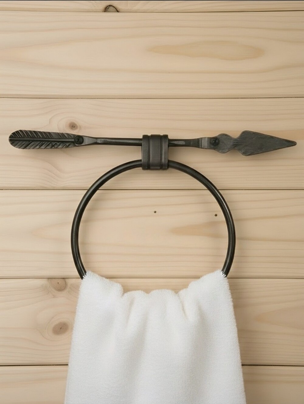 Urban Forge Hand-forged Iron Quapaw Towel Ring Coal Black